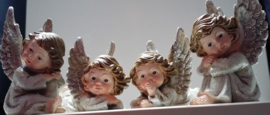 12 x Engeltje zittend en liggend - wit/zlv -4 ass.  KG0955