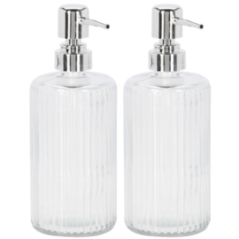 12 x Glazen Zeeppompjes / Zeepdispensers  400ML met verchroomd pompje - CC2300