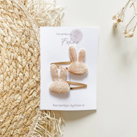 Klik Klak Set Fluffy Konijntjes Beige 4cm