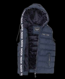 Stoere bodywarmer icon, donker navy blauw.