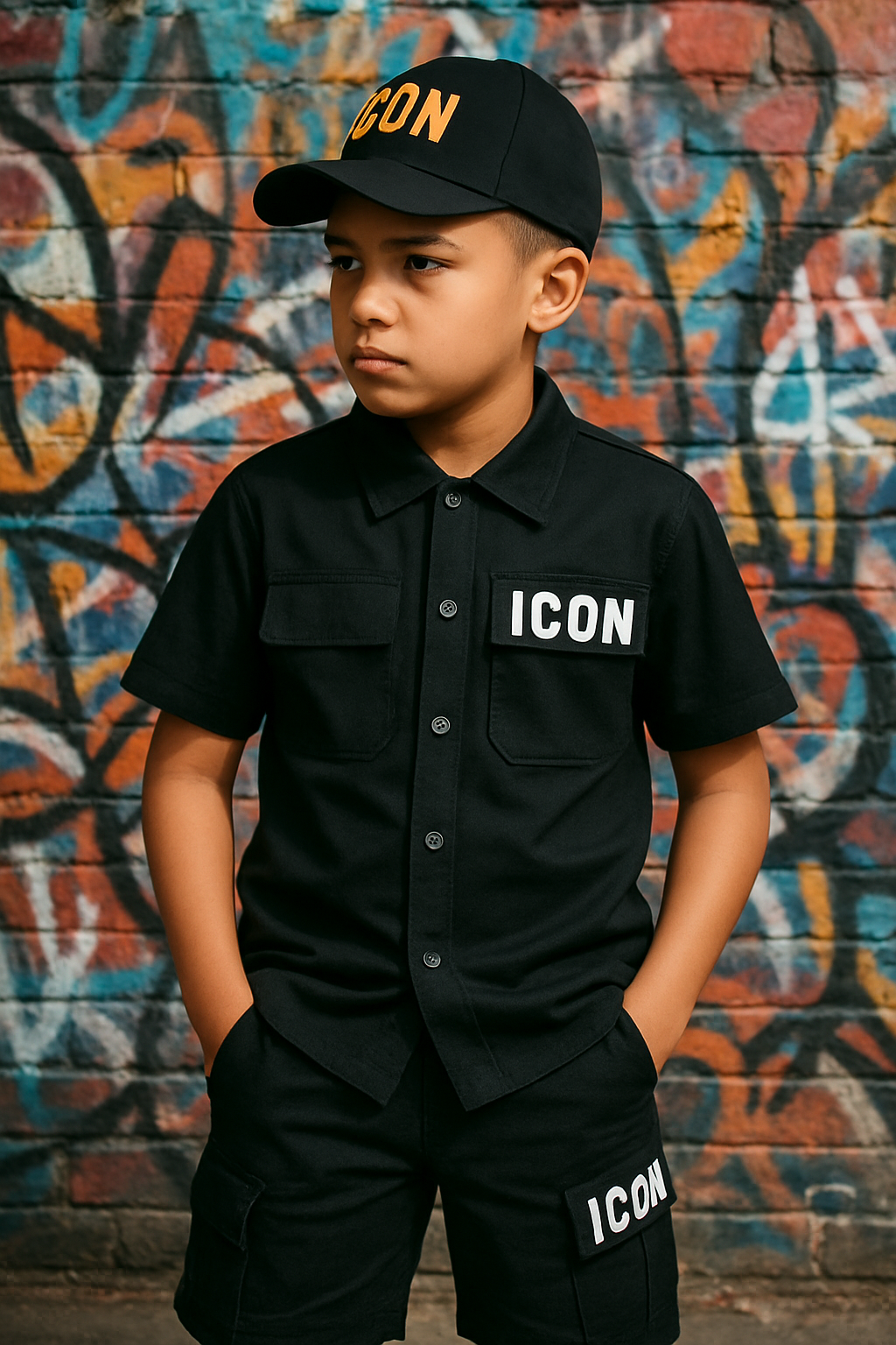 Icon polo-cargo set zwart.