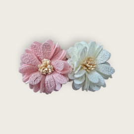 Blossom clip alligator - Light Pink | White