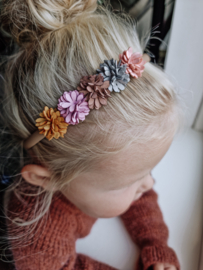 Diadeem Leren bloem mix