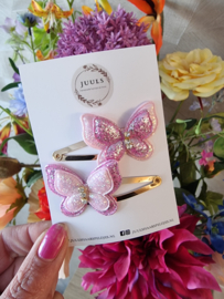 Hairclip Butterfly glitter pink