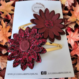 Haarspange autumn big blower bordeaux velours(set van 2)