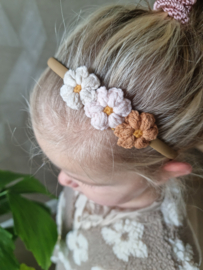 Diadeem knotted daisy crème-pink-brown
