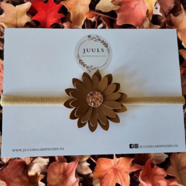 Haarbandje autumn big flower chocolate brown