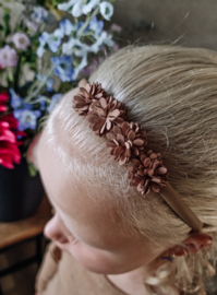 Diadeem Leren bloem brown