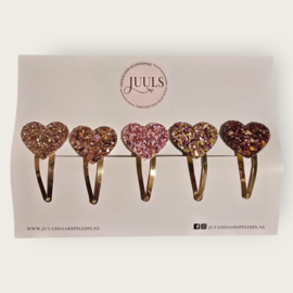 Hairclips hearts - glitter