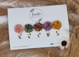 Hair clips leather flowers mix