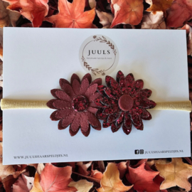 Haarbandje autumn big flower bordeaux velours