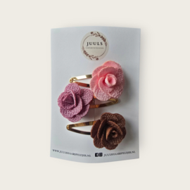 Hairclip Rose - brown, mauve, pink