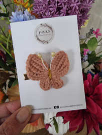 Hairclip Butterfly knitted blush