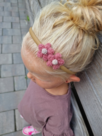 Diadeem teddy flower pink