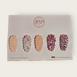 Hairclip set - pink glitter
