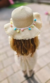 Summer hat Straw pompom