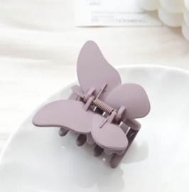 Hairclip butterfly mat mauve BIG!