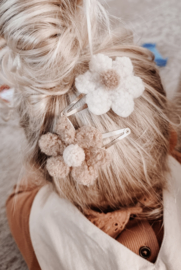 Haarspange wol flower beige & crème