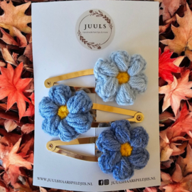 Haarspange autumn knotted flowers blue