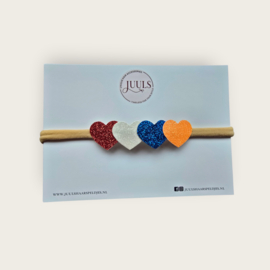 Kingsday Elastisch haarbandje - hearts glitter