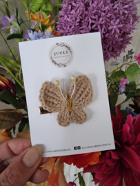Haarspeldje Butterfly knitted beige