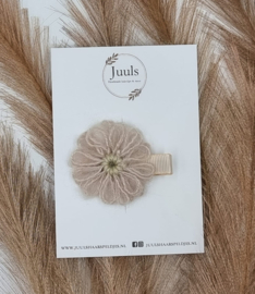 cloth hair clips woll flower crème