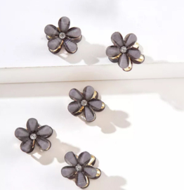 Hairclip mini flower grey