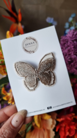 Hairclip anti slip butterfly champagne