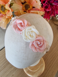 Diadeem bridesmaid roses pink-white