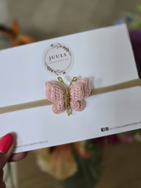 Hairband knitted Butterfly Pink