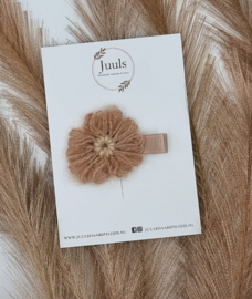 cloth hair clips woll flower beige