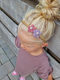 Diadeem teddy flower pink & mauve