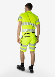 HIGH VIS GREEN STRETCH KORTE BROEK, GERECYCLED POLYESTER