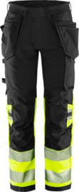 HIGH VIS GREEN WERKBROEK STRETCH, GERECYCLED POLYESTER