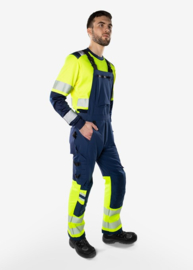 HIGH VIS GREEN AMERIKAANSE OVERALL STRETCH, GERECYCLED POLYESTER