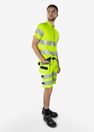 HIGH VIS GREEN STRETCH KORTE BROEK, GERECYCLED POLYESTER