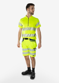 HIGH VIS GREEN STRETCH KORTE BROEK, GERECYCLED POLYESTER