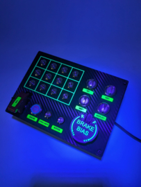 Pc Usb button box 3D printed carbon style with neon squares 26 functions back-lit Red with B BIAS for Sim Racing