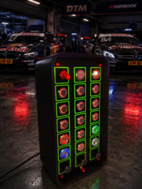 Pc Usb button box 3D printed carbon style with neon squares 29 functions back-lit Red for Sim Racing