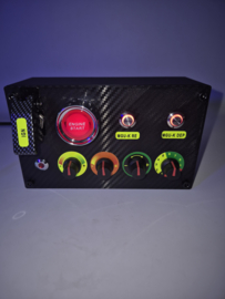 PC USB button Box 3D printed carbon like face plate 16 functions Red back lit buttons with start engine sim racing