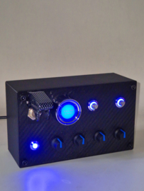 PC USB button Box 3D printed carbon like face plate 16 functions Blue back lit buttons with start engine sim racing