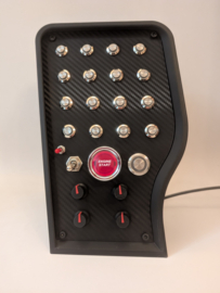 Pc Usb button box 3D printed carbon style tilted centre console 31 functions back-lit Red for Sim Racing
