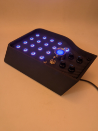 Pc Usb button box 3D printed carbon style tilted centre console 31 functions back-lit Blue for Sim Racing