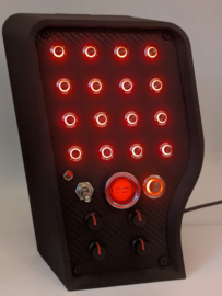Pc Usb button box 3D printed carbon style tilted centre console 31 functions back-lit Red for Sim Racing