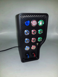 Pc Usb button box 3D printed carbon style 18 functions back-lit Red, blue & green for Sim Racing