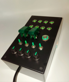 PC USB Button box  27 function metallic back lit Green for flight simulators and sim racing