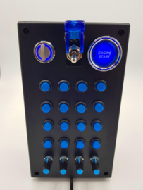 PC or PS4 USB button Box 32 functions in blue  with toggle, rotary, engine start, encoders for  sim racing