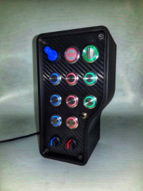 Pc Usb button box 3D printed carbon style 18 functions back-lit Red, blue & green for Sim Racing