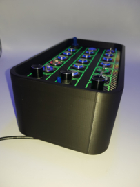 Pc Usb button box 3D printed carbon style with neon squares 29 functions back-lit Blue for Sim Racing