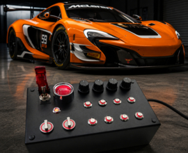 PC  USB 26 function all metallic buttons back lit Red  Button Box sim racing and flight simulators